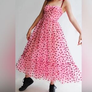 Betsey Johnson Bustier Pink Tulle Heart Dress NWT size 12